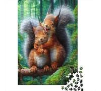 Linda Ardilla Abrazo Escena 1000 Piezas Cartón Resistente Rompecabezas Clásicos para Adultos Niños Imposible Difícil Desafío Descompresión Y Decoración De Paredes Idea De Regalo 52x38cm/1000pcs