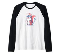 Linda Ardilla Americana con Colores de Sombrero de Copa de EE. UU Camiseta Manga Raglan