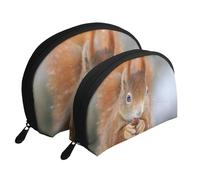 Linda Ardilla, Bolsa de Maquillaje de Concha, Monedero pequeño para Mujer, Bolsa de artículos de tocador, Bolsa de cosméticos, 2 Piezas