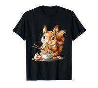 Linda ardilla comiendo ramen fideos japoneses anime obras de arte Camiseta