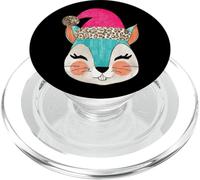 Linda Ardilla Festiva con Sombrero de Papá Noel PopSockets PopGrip para MagSafe