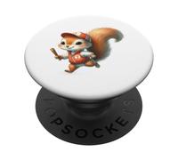Linda Ardilla Jugador de béisbol Varsity Chaqueta de Dibujos Animados PopSockets PopGrip Adhesivo