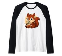 Linda Ardilla Kawaii Anime Beber té de Burbujas niña niños Camiseta Manga Raglan