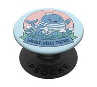 Linda Ballena Hello There Sea Animal Fan Ocean Divertido Juego de Palabras PopSockets PopGrip Adhesivo