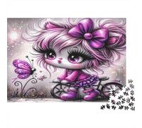 Linda Bicicleta de niña Puzzles 1000 Piezas Papel Reciclado para Adultos Puzzle para Adultos Juego difícil desafiante Juego Educativo para descompresión Excelente Idea de Regalo 52x38cm/1000pcs