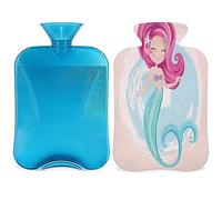 Linda bolsa de agua caliente de Sirenita con funda esponjosa, 2 L, botella de sirena de gran capacidad, bolsa de agua para noches acogedoras, alivio del dolor de espalda, cuello y hombros
