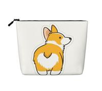 Linda bolsa de aseo de viaje versátil con diseño de cola de corgi, bolsa de maquillaje de cáñamo falso, multiusos, organizador de accesorios cosméticos, Black, Talla única