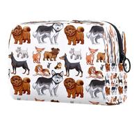 Linda bolsa de cosméticos para mujer, diseño de perro husky, chihuahua, shar pei, cachorro, bolsa organizadora grande con cremallera, multicolor, 18.5x7.5x13cm/7.3x3x5.1in, Neceser