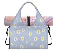 Linda bolsa de deporte con compartimento para zapatos, diseño de margaritas florales para fin de semana, para la noche, para gimnasio, yoga, viajes, color, L, Bolsa de viaje
