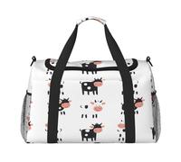 Linda bolsa de lona con estampado de vaca, color negro y blanco para viajes, llevar en fin de semana, bolsas de lona para llevar durante la noche, bolsas de gimnasio para mujeres y hombres, bolsa de