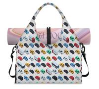 Linda bolsa de lona deportiva con compartimento para zapatos, diseño de caricaturas, para fin de semana, noche, para gimnasio, yoga, viajes, color, L, Bolsa de viaje