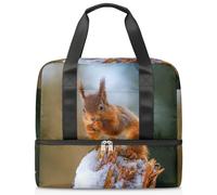 Linda bolsa de lona deportiva de ardilla de invierno para mujeres, hombres y niños, Kirls Animal, ardilla, fin de semana, bolsas de noche separadas húmedas, bolsa de mano de 21 L para viajes,