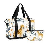 Linda bolsa de lona multifuncional para gimnasio, deportes, con diseño de leopardo de la selva, Lindo leopardo de la selva blanco, 1 size
