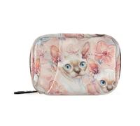 Linda bolsa de primeros auxilios Devon Rex Cats Blush con compartimentos desmontables, prácticos estuches para píldoras organizadores para cartera