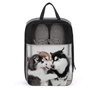 Linda Bolsa de Zapatos de Viaje, Cachorro de Husky Siberiano Dando Besos, Impermeable, Transpirable, portátil, Bolsa de Zapatos de Viaje con Cremallera, Bolsa organizadora de Zapatos de Viaje, Bolsa