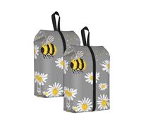 Linda bolsa de zapatos de viaje con diseño de abeja, resistente al agua, con asa de cremallera, bolsa ligera para maleta y gimnasio, se pliega para empacar, Linda abeja margarita, 22 x 12 x 42 cm