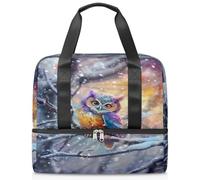 Linda bolsa deportiva de búho colorido para mujeres, hombres, niños y niñas, 21 L, bolsa de fin de semana, bolsa de mano separada para viajes, gimnasio, yoga, color, Big, Organizador de bolsas