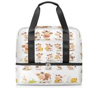 Linda bolsa deportiva de queso de vaca para mujeres, hombres, niños y niñas, 21 L, bolsa de fin de semana, bolsa de viaje separada para viajes, gimnasio, yoga, color, Big, Organizador de bolsas