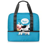 Linda bolsa deportiva de vaca Mooing para mujeres, hombres, niños, Kirls Cow fin de semana, bolsas de noche separadas para mojado, bolsa de mano de 21 L para viajes, gimnasio, yoga, color, 21L,