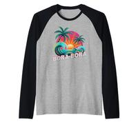 Linda Bora Bora Vacaciones Natación Viaje a Juego BFF Mamá Hija Camiseta Manga Raglan
