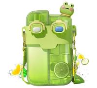 Linda botella de agua, botella de agua con paja, biberón de agua de doble cámara de 26 oz para niños con botella de agua de doble cámara con paja ＆ Jarra de agua de fuga de tiras ajustables para niña