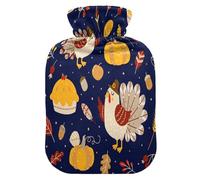 Linda botella de agua caliente para el día de Acción de Gracias de pavo con tapa, bolsa de agua caliente transparente de 2 litros, compresión fría caliente, ideal para calambres, alivio del dolor de