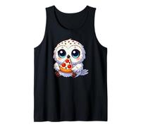 Linda Búho Nevado con Pizza Cartoon Fast Food Camiseta sin Mangas