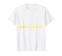 Linda Busca a Jesús, Pero Primero déjame agradecer a Dios, Cristiano Camiseta gráfica económica, Hombre, Blanco, L
