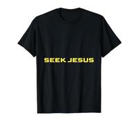 Linda Busca a Jesús, Pero Primero déjame agradecer a Dios, Cristiano Camiseta gráfica económica, Hombre, Negro, XL