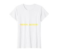 Linda Busca a Jesús, Pero Primero déjame agradecer a Dios, Cristiano Camiseta gráfica económica, Mujer, Blanco, L