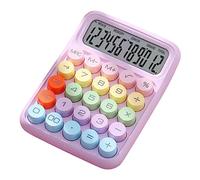 Linda calculadora de máquina de escribir, botón redondo, pequeño y portátil, vintage, con pantalla grande, pantalla de 12 dígitos, para oficina, escuela, hogar, pequeña función financiera, portátil