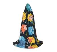 Linda capa con capucha con estampado de dibujos animados de oveja colorida, unisex, variedad, bata de mago, Halloween, cosplay y carnaval, gótico