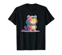 Linda Capa con Capucha de Mago de Tigre Chibi en Arco Iris Camiseta