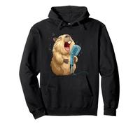 Linda Capibara de Karaoke con micrófono para Cantante Divertido Sudadera con Capucha