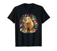 Linda Capibara Rodeada De Flores Coloridas Camiseta