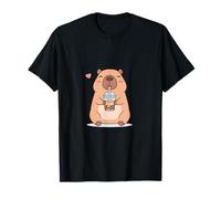 Linda Capybara Kawaii Anime Bebiendo Bubble Tea Lover Girls Camiseta