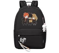 Linda caricatura Harry/Ron/Hermione Mochila escolar Harry Magic Mochila Bolsa de libros para niños Bolsa de escuela primaria Negro