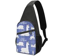 Linda Caricatura Llama Alpaca con Unicornio Sling Bag Crossbody Hombro Viaje Pecho Mochila Senderismo Mochila para Deportes Compras Trabajo