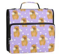 Linda carpeta con cremallera Capybaras con anillas en D, organizador expandible con correa para el hombro y asa, carpetas de 3 anillos para cartera y funda
