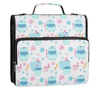 Linda carpeta de archivos con cremallera para inodoros, con anillas en D, organizador expandible con correa para el hombro y asa, carpetas de 3 anillos para cartera y funda