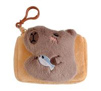 Linda cartera de felpa Capybara: elegante bolsa de moneda animal con felpa capybara, pequeña bolsa de felpa casual con llavero, perfecta para llevar monedas, llaves y suministros., Brown, verwijzen