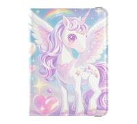 Linda cartera de viaje de piel con diseño de unicornios y corazones, para pasaporte, billetes antirrobo, para documentos de viaje para hombres