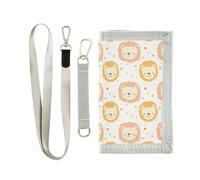 Linda cartera minimalista de dibujos animados de leones safari, regalos para hombres jóvenes y simples, carteras con cordón, Lindos dibujos animados de leones safari, 1 size
