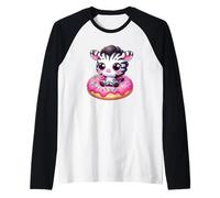 Linda Cebra en Dulce Caramelo de Dona Camiseta Manga Raglan