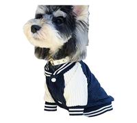 Linda Chaqueta De Béisbol Bordada para Mascotas Invierno A Prueba De Frío A Prueba De Viento Cálido Teddy Shiba Inu Pug Abrigo para Chihuahua,Azul,SG