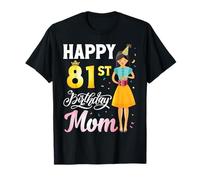 Linda chica con presente feliz cumpleaños 81 mamá feliz madre feliz Camiseta