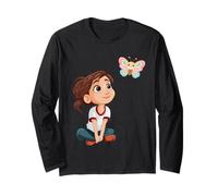 Linda Chica Joven con Mariposa Divertido diseño Unisex para Camiseta Manga Larga