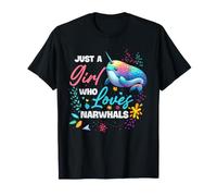 Linda Chica narval Que ama a los narvales Kawaii Ocean Art Camiseta