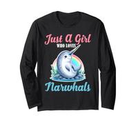 Linda Chica narval Que ama a los narvales Kawaii Ocean Art Manga Larga