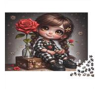 Linda Chica Rosa Puzzles 1000 Piezas Papel Reciclado para Adultos Puzzle para Adultos Juego Familiar Divertido y desafiante Excelente Idea de Regalo para la Creatividad 52x38cm/1000pcs